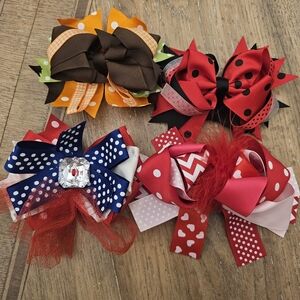 Wee Ones Girls Holiday Hairbows Bows 4 Pieces